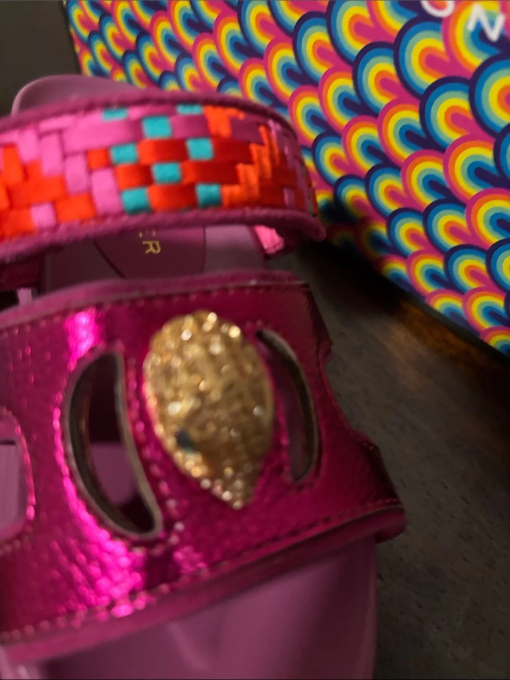 Kurt Geiger Kids' Metallic Fuchsia Slide Sandals